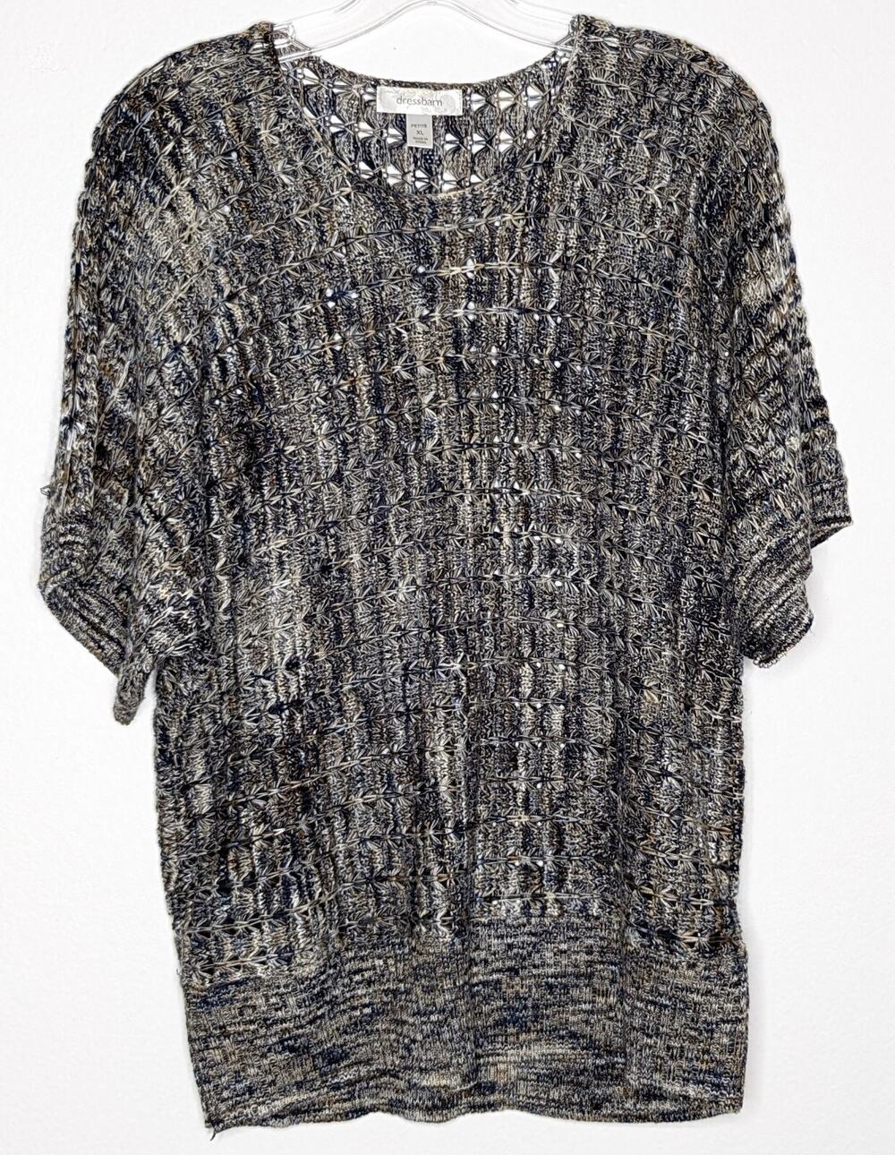 DRESSBARN Womens Acrylic Multicolored Size XL Short Sleeve Knit Sweater